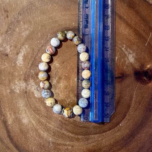 Crazy Lace Agate Bracelet & Peach Lemurian Quartz Pendant Set - Picture 3 of 7